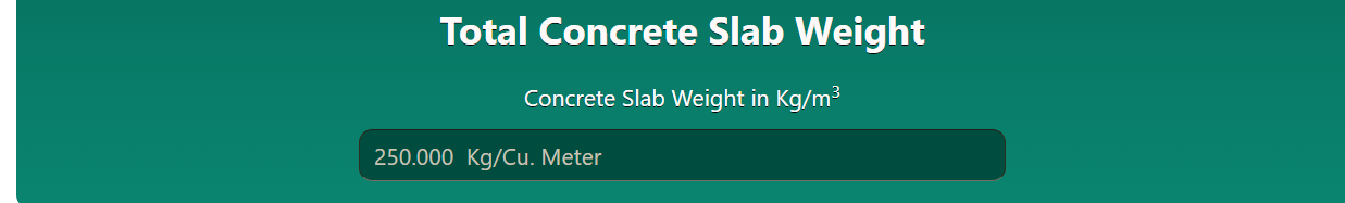 Total Concrete Slab Weight 