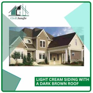 Light Cream Siding With A Dark Brown Roof