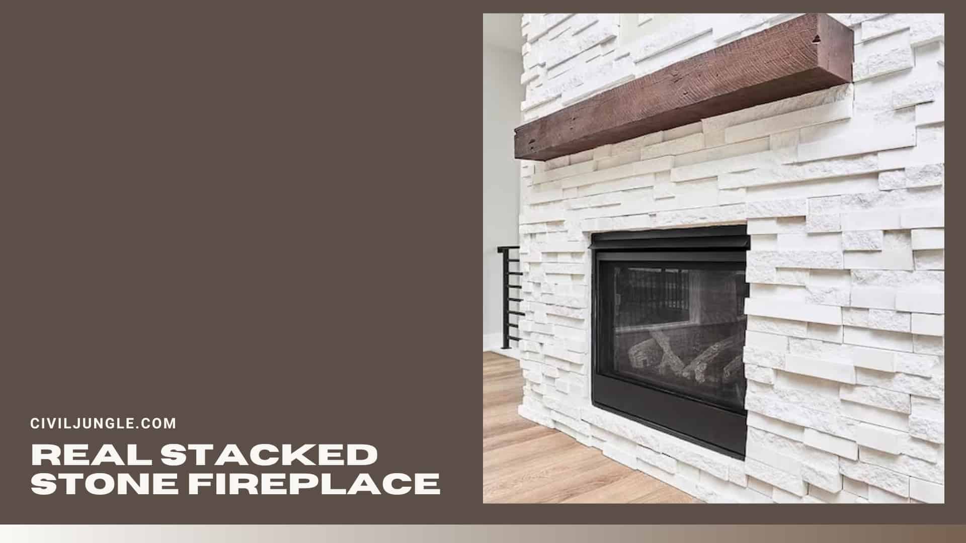 Real Stacked Stone Fireplace