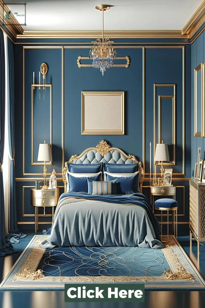 Best 38 Blue and Gold Bedroom Ideas